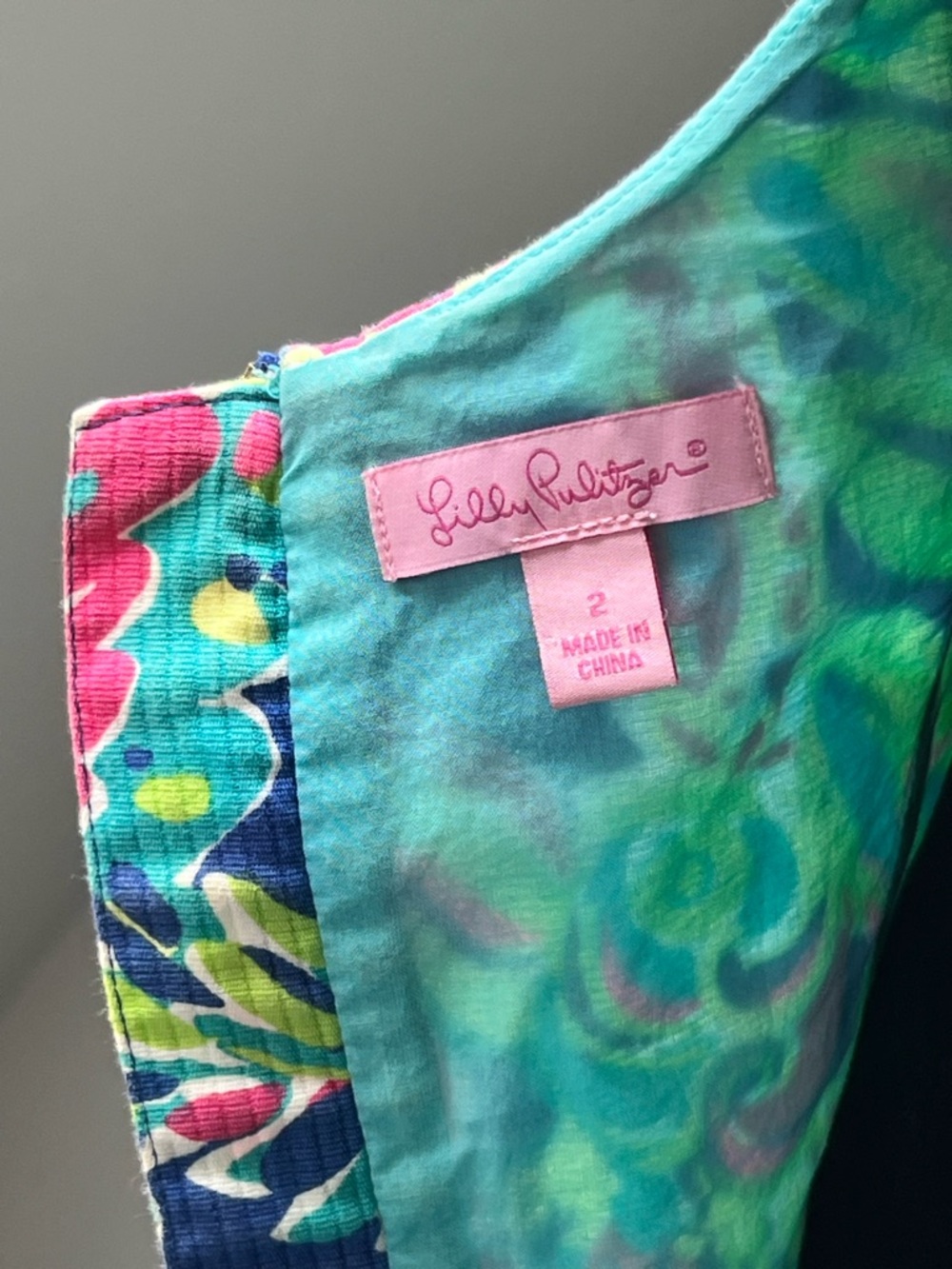 Lilly Pulitzer Neon Paisley Sheath Dress in Blue and Yellow - 2 - Picture 10 of 14